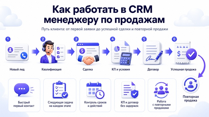 Как работать в CRM менеджеру по продажам: от лида до сделки