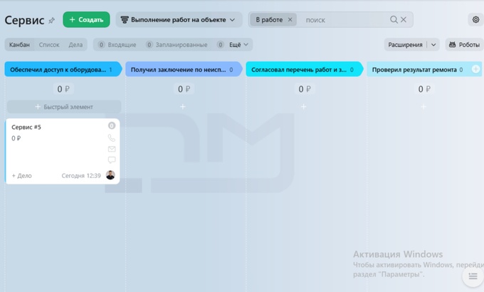 воронка выполнения работ на объекте